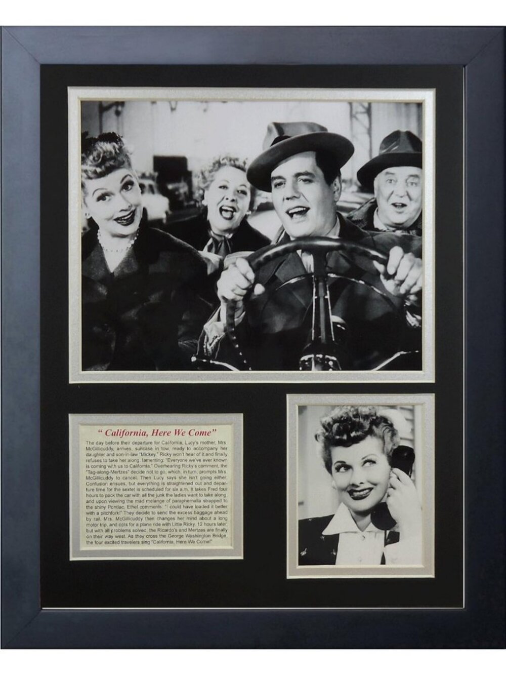 I Love Lucy Framed Photo Collage Art, 11x14 Inch Vintage Wall Decor